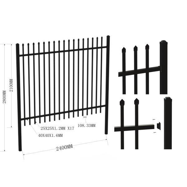 Self -Clean Stain Black Powder Coated Garrison Security Fencing