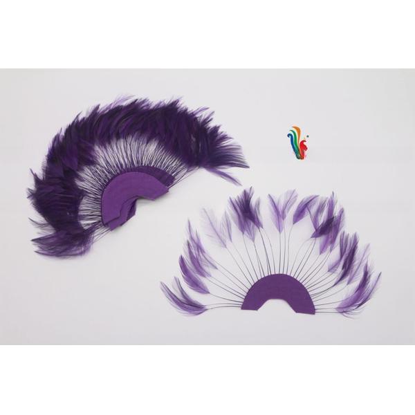 Stripped Heckle Feather Fan , Goose Hand Held Feather Fans For Decoration