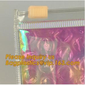 transparent slider zipper bubble bag，Reusable portable PE bubble wine bottle