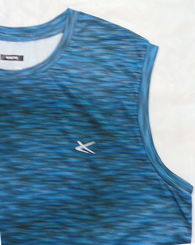 Blue Lightweight Double Needle Mens Sleeveless Tank Top Casual