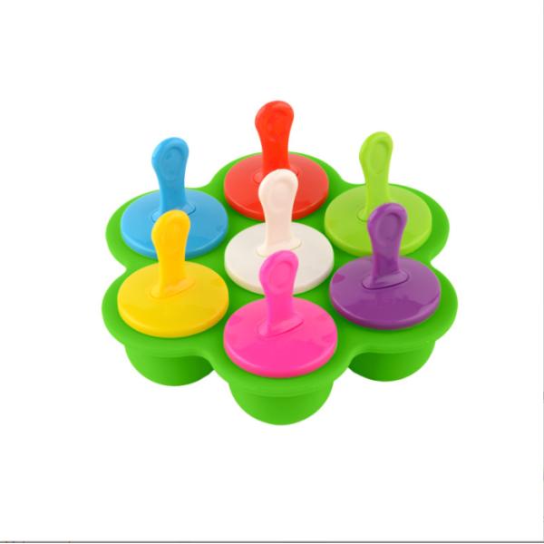 Food Grade Silicone Ice Mold 7 Hole Popsicle DIY Ice Cream Box Silicone Popsicle Mold