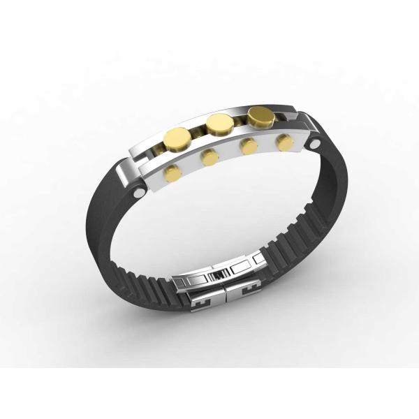 Top Quality Europe Fashion Stainless Steel Genuine Leather Silicone Bangle