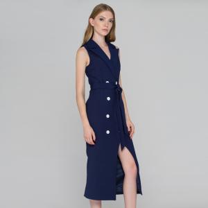 wholesale blue sleeveless blazer dress