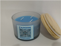 Home decor candle,large scented glass blue candle with 3 wick and unique design