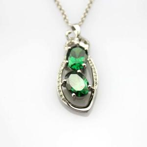 China Sterling Silver Jewelry 6x8mm Green Cubic Zircon Pendant(PSJ0381) on sale