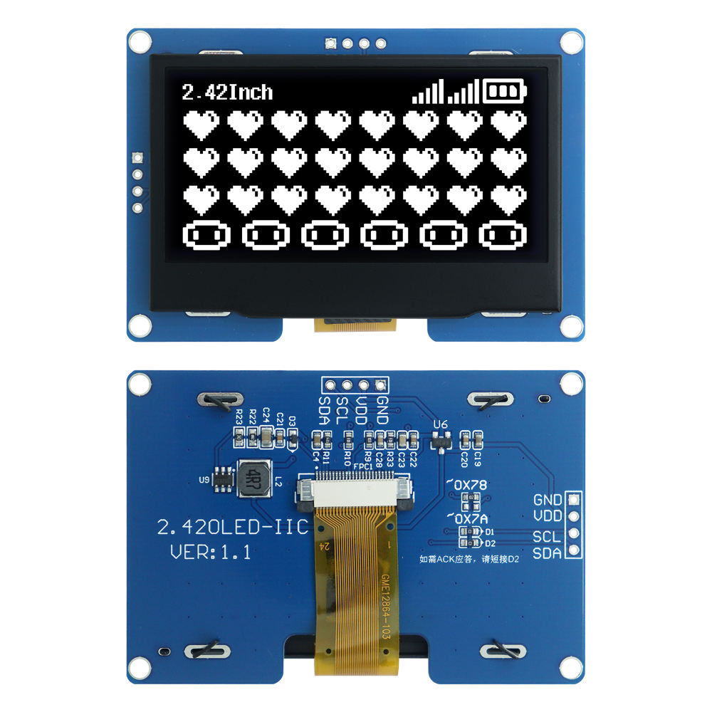 2.42 Inch OLED Module Dimension Drawing showing precise measurements and layout
