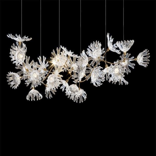 Customized Handcrafted Delicate Transparent Glass Pendant Lights with Flower