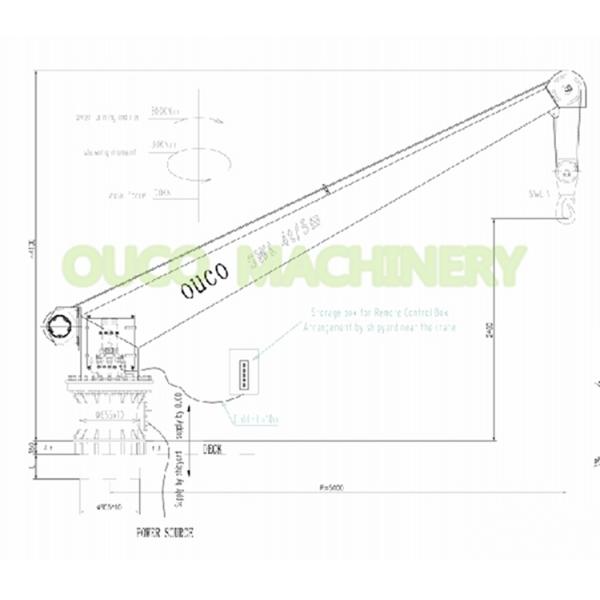 5M Stiff Boom 360 Degree Marine 4t Pedestal Jib Crane