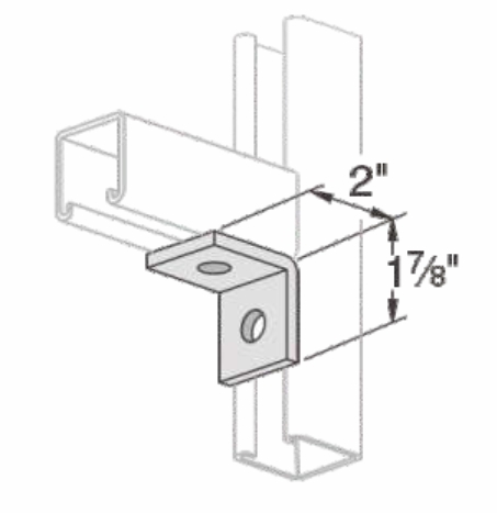 Galvanized Steel Two Holes Strut Angle Fittings End Angle Bracket 2" * 1-7/8"