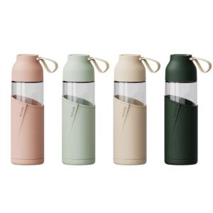 China 350ml Anti Scalding Reusable Custom Borosilicate Glass Bottle With Silicone Cover on sale