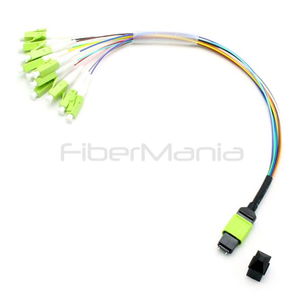 MPO Male to LC 0.9mm Fiber Cable Patchcord with Hytrel Jacket and 0.3M Length