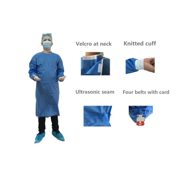 SMMS Disposable Surgical Gown , Fluid Blood Impermeable With Hand Towels For Surgery