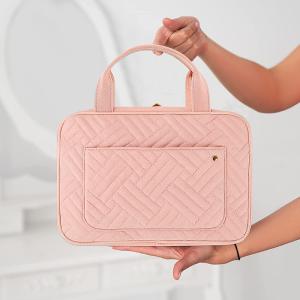 Hanging Custom Toiletry Bag Travel Pink Camping Carry On 7.4x3x11 Inch