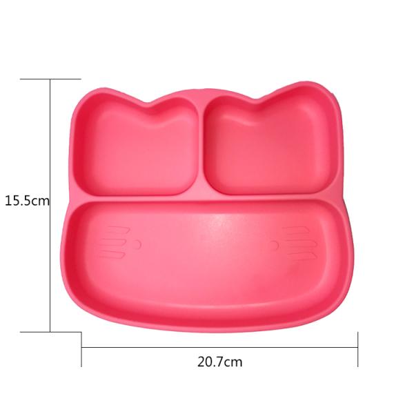 Silicone Suction Plate Oem Customized Food Grade Cat Shape Kids Feeding Set Baby