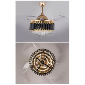 Wholesale Modern Black LED Chandelier Fan Light Retractable Remote Control