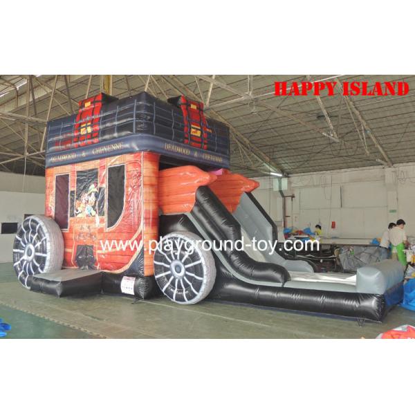 Buy Car Theme Kids Inflatable Bouncer Slide With 0.55mm PVC For Amusement Park RQL-00304 at wholesale prices