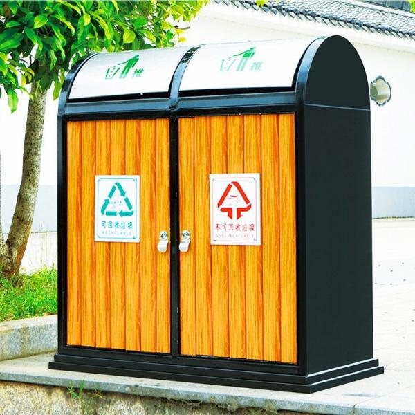 39-gallon Resin Outdoor Hideaway Trash Can Outdoor Decorative Imitate Wood Trash Can