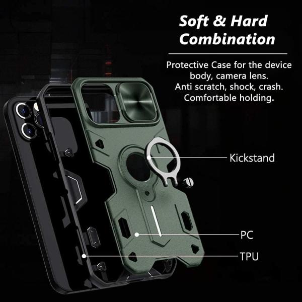 iPhone 12 Pro Max Case with Camera Cover & Kickstand, Duty Military Grade Armor Protection Cover,
