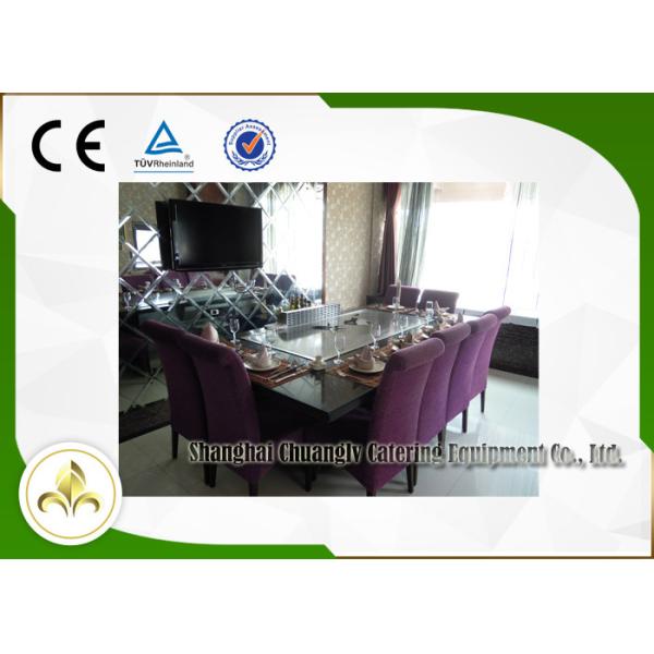 Commercial Teppanyaki Gas Grill Table , Flat Top Hibachi Grill Table Built In Air Blower