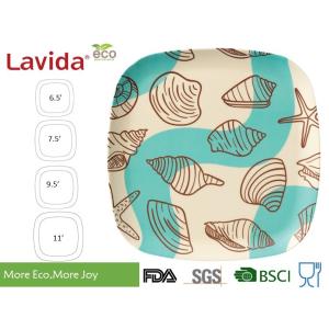 Fresh Ocean sea shell Printed Bamboo Fibre Square Side Plate Plant Fibre Square