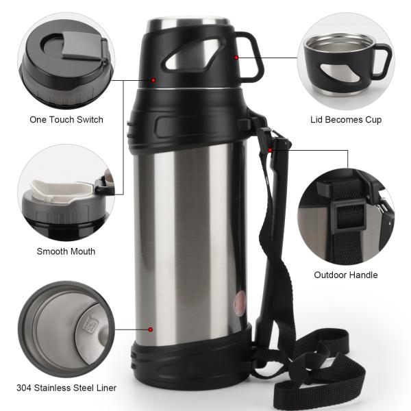 Insulated Vacuum Travel Pot Wide Mouth 18/8 Stainless Steel Thermos For S Keep Cold & Hot Beverages For 48