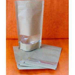 Zipper Printing Customized Paper Bags Silvery Stand Up Kraft Clear Window For