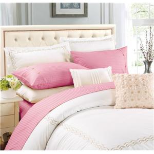 China Sateen Stripe Sheets 4pcs Polyester Cotton Bedsheets Bedding Set on sale