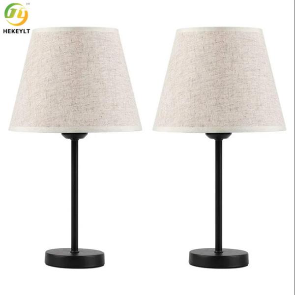 Buy E26 Modern Alloy Metal Bedside Table Lamp White Linen Shade at wholesale prices