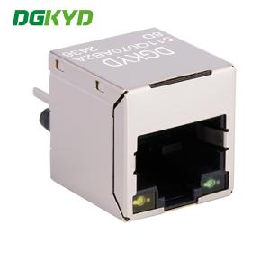 RJ45 Network Connector With Transformer , 180 Degree Gigabit Communication