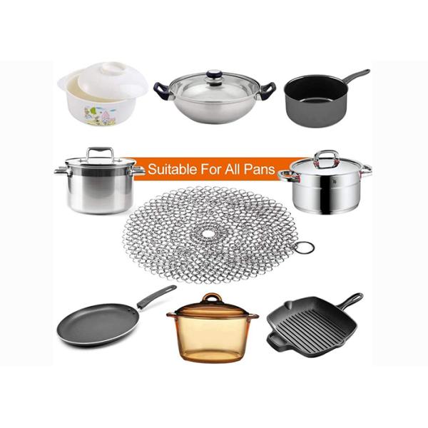 Food Grade 4'' 5'' 6'' 7'' 8'' Stainless Steel Chainmail Scrubber For Cast Iron