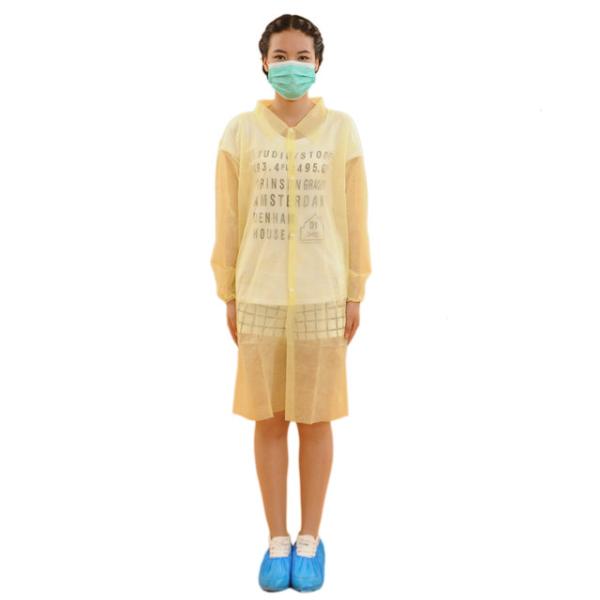 Buy disposable nonwoven medical surgical lab coat collar and cuffs(knitting) at wholesale prices