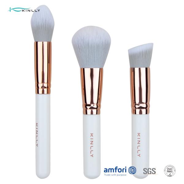 Buy Soft 3pcs Aluminium Ferrule White Makeup Brush Set at wholesale prices