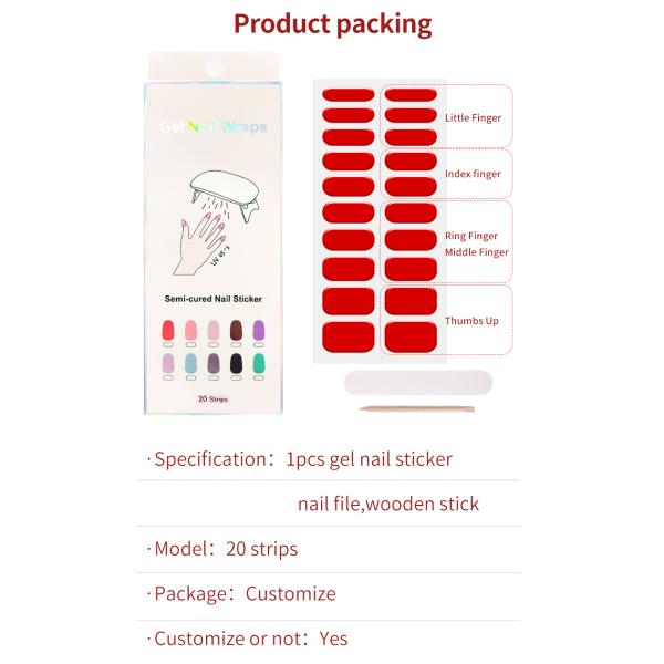 New Arrival Factory Price Customized Available Semi-Cured Gel Nail Sticker
