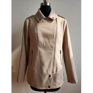 China Ladies Melton  Jacket / Women'S Zipper Jacket / Beige Color Metal Zipper on sale