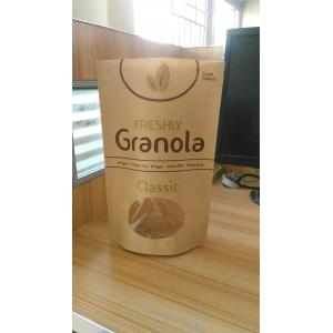 Custom Printed Stand Up Kraft Paper Bag , Snack Bag Packaging With Window