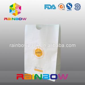Take Away Fast Food Paper Bag Packaging , Bread Flat Bottom Pouches Grease Proof