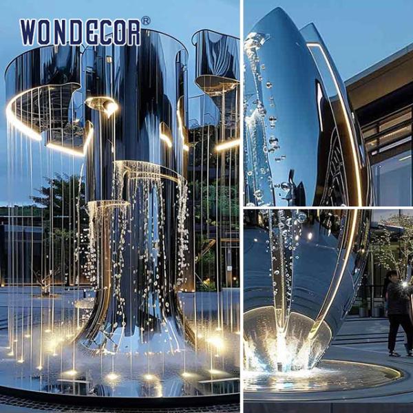 Large Outdoor Stainless Steel Modern Sculpture Minimalist Abstract Shaped Tree