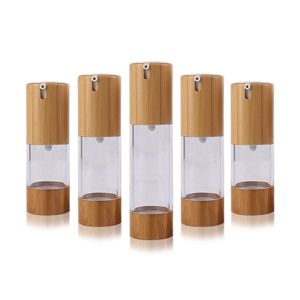 Buy 15ml 30ml Wooden Airless Packaging Serum Bottle at wholesale prices