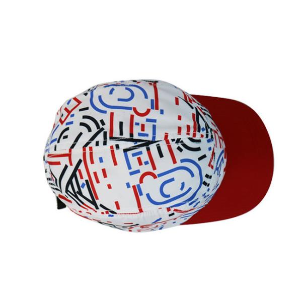 High Quality 5 Panel Caps sublimation pattern camper cap with polyester with nylon webbing plastic buckle