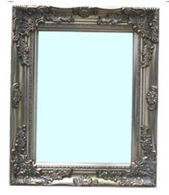 China antique silver wood framed wall mirror on sale