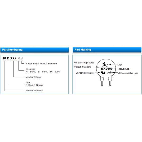 10D MOV Varistor Electronic Device 10d621k For Generator