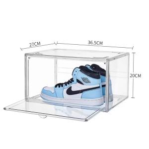 Custom Transparent Plastic Sneaker Stackable Shoe Storage Boxes Drop Front