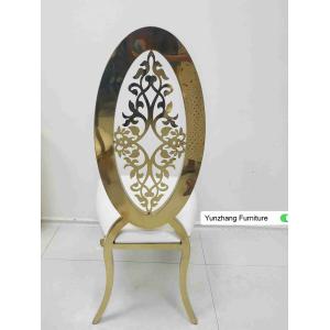 Ellipse High Back Golden Wedding Dining Chair With Flower OEM