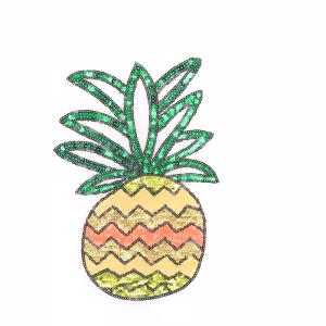 Delicate Sequin Pineapple Patch , Pineapple Sew On Patch Customized Color
