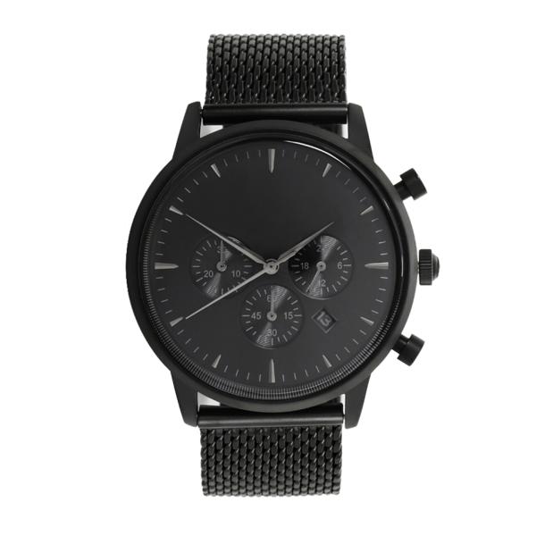 All black plated chronograph japan movement quartz watch sr626sw price with mesh band