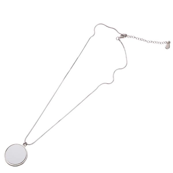Sublimation Circle Pendant Necklace With Snake Bone Chain Unique Mothers Day Gift Round Sublimation Necklaces