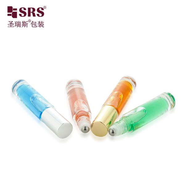 GB1-5ML Clear Luxury High End Leak Proof Glass Roller Steel Ball Bottle With Aluminum cap Round
