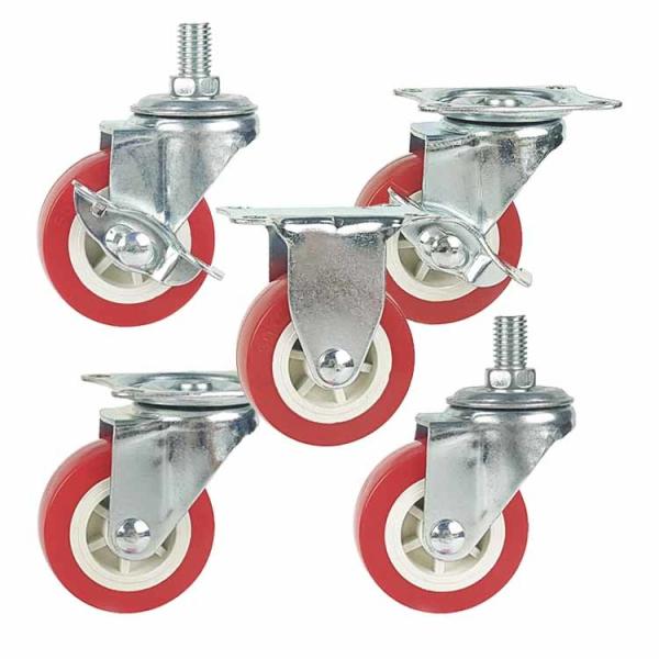 Buy 88LBS Capacity Swivel Type Light Duty Casters Red color at wholesale prices
