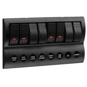 Marine Boat Splashproof Switch Panel 8 Gang With Led Indicator Rocker Auto Fuses