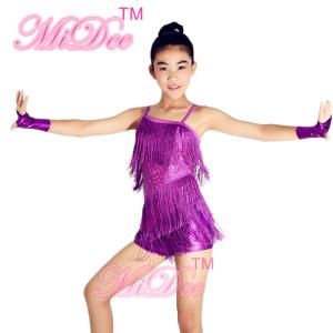Latin Dance Competition Costumes Sequined Bodice Sensational One Shoulder Fringe